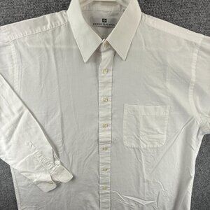 Balmain 17 White Long Sleeve Button Up Men Solid Pocket Shirt Spread Adult